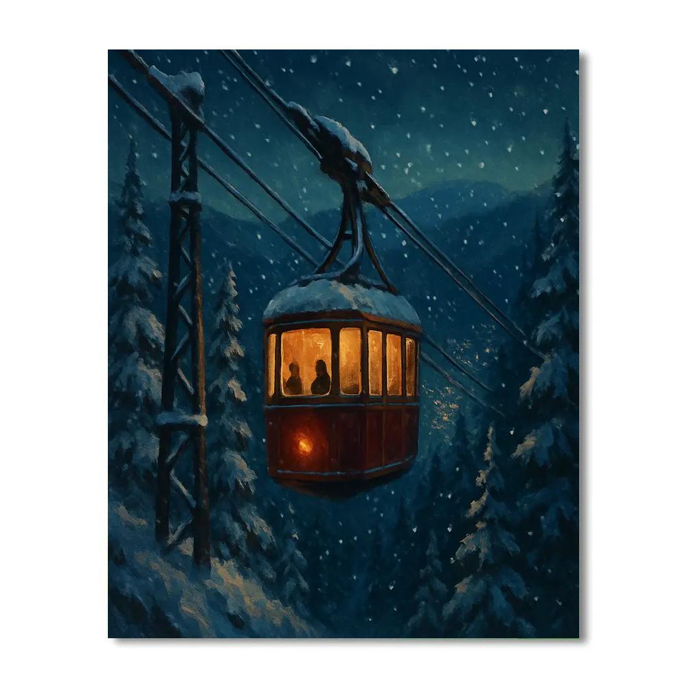 Christmas Night On The Mountain Tramway Numbered painting kits