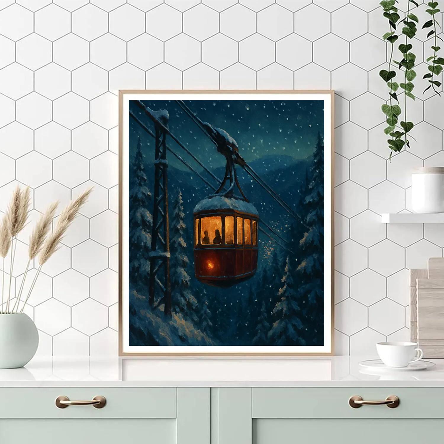 Christmas Night On The Mountain Tramway Numbered painting kits