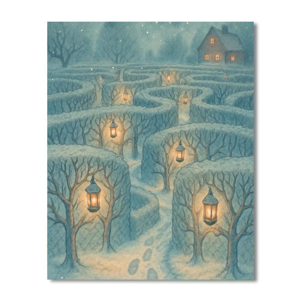Christmas Eve Lanterns In The Orchard Maze paint by color