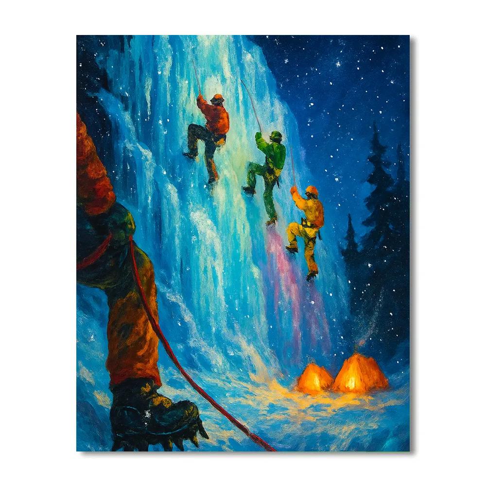 Frozen Waterfall Ice Climbing Festival Paint by numbers art