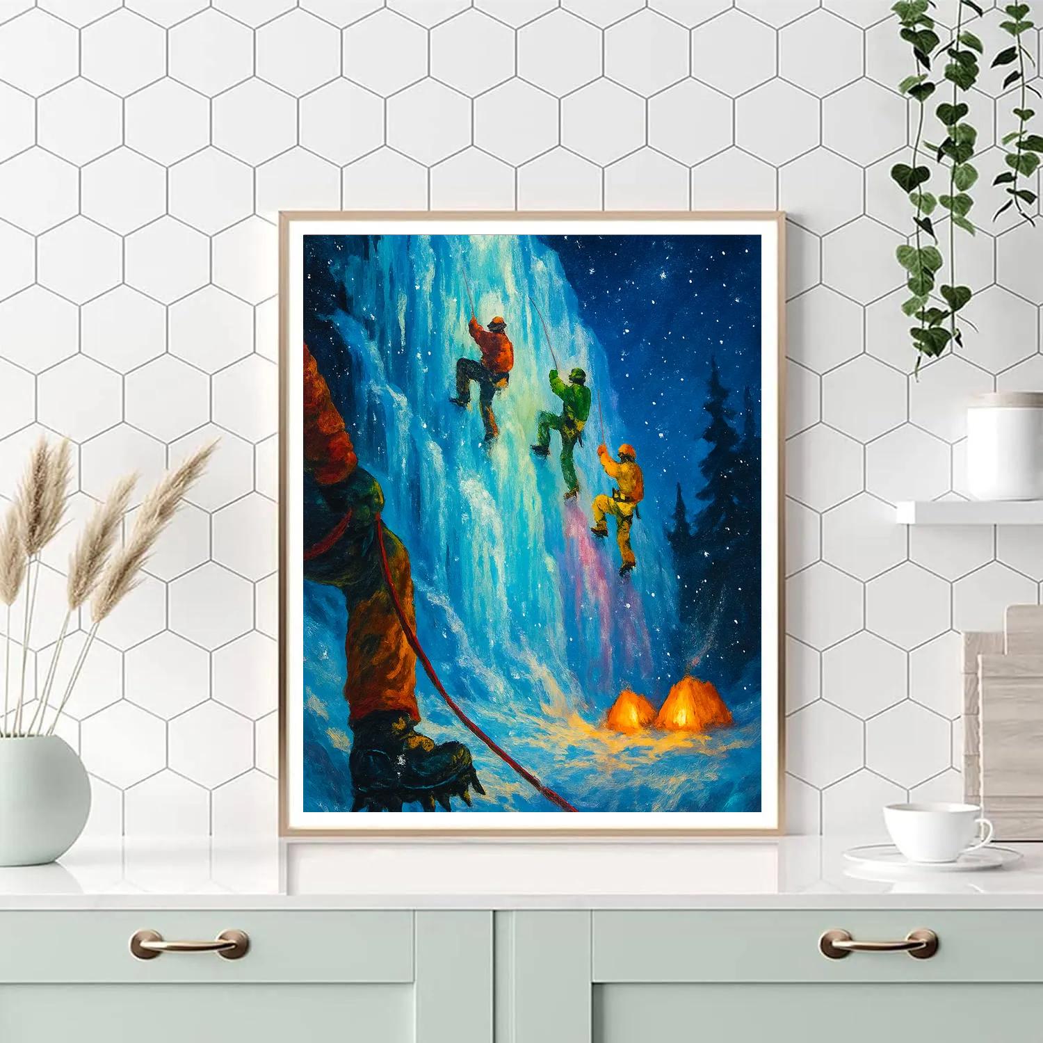 Frozen Waterfall Ice Climbing Festival Paint by numbers art