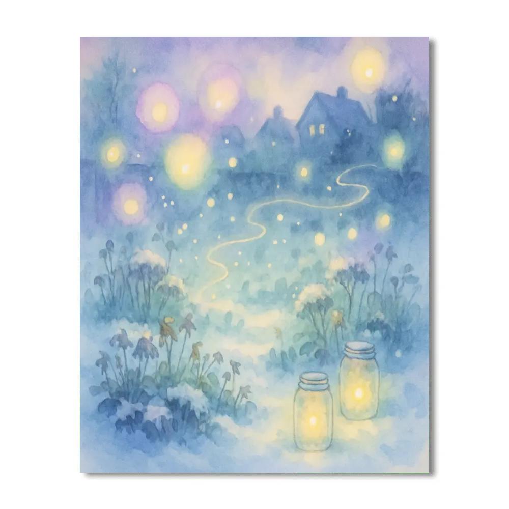Christmas Firefly Garden Under Snow Paint by numbers art