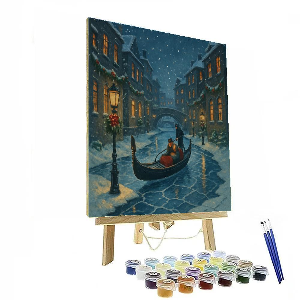 Holiday Gondola Over Frozen City Canal paint by color