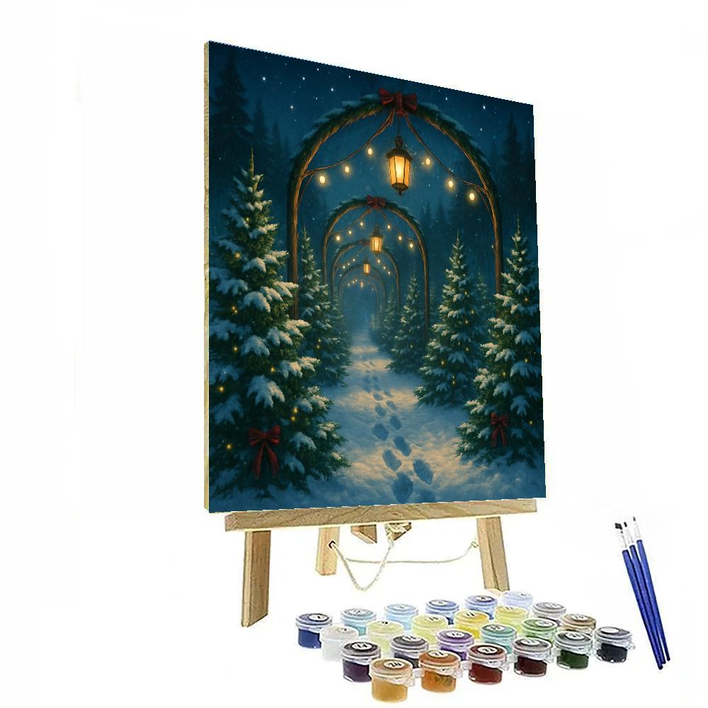 Christmas Tree Farm Under Lantern Arches DIY paint by numbers