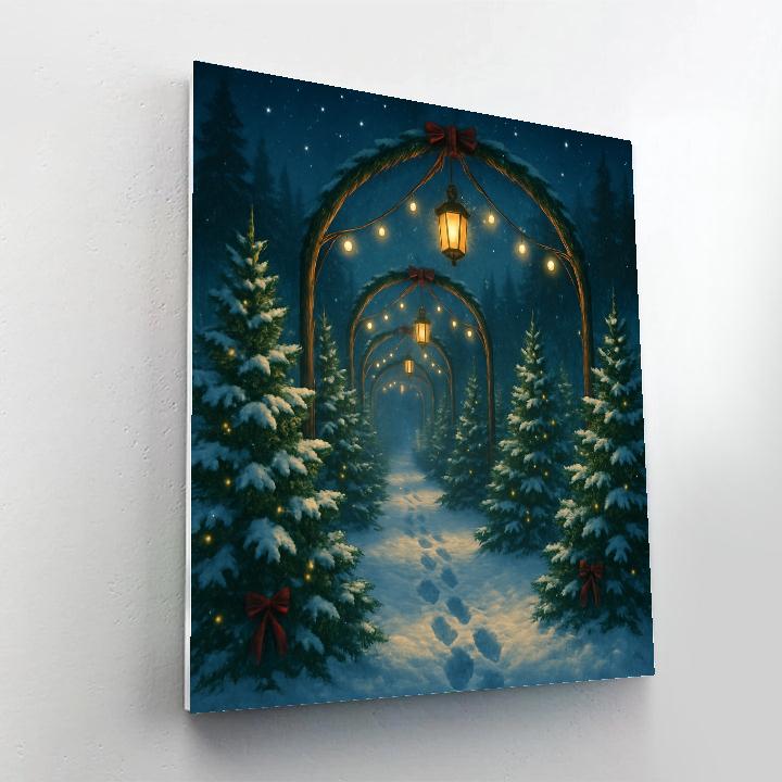 Christmas Tree Farm Under Lantern Arches DIY paint by numbers