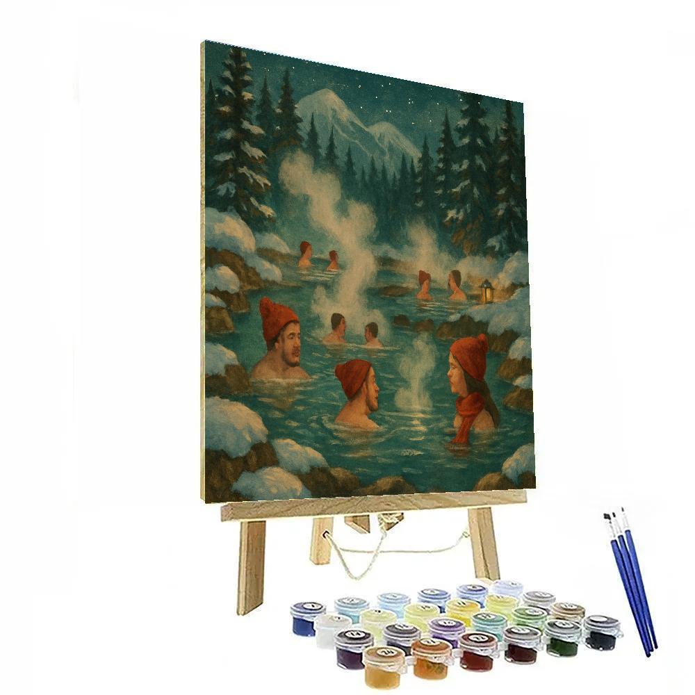 Christmas Eve Hot Springs In The Snow Number painting