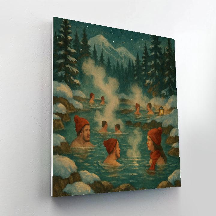 Christmas Eve Hot Springs In The Snow Number painting