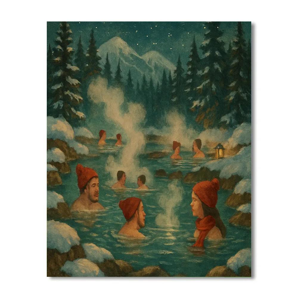 Christmas Eve Hot Springs In The Snow Number painting