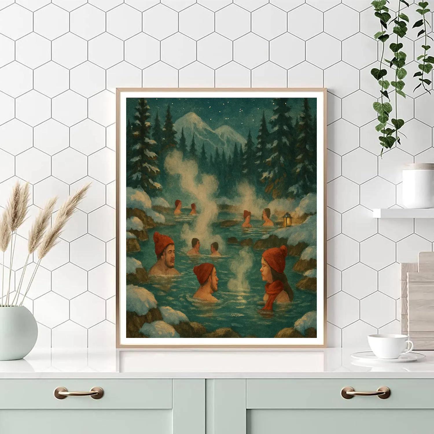 Christmas Eve Hot Springs In The Snow Number painting