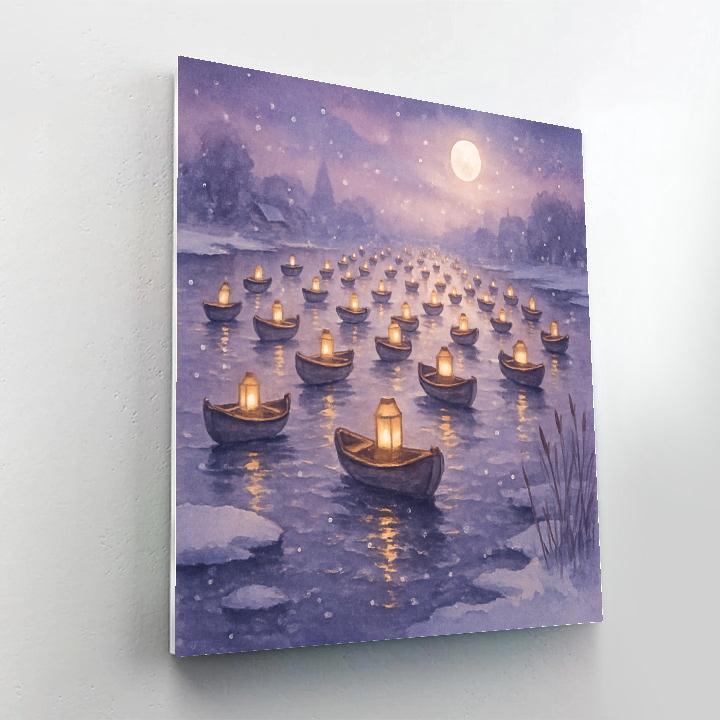 Midwinter Lantern Boat Procession paint by color