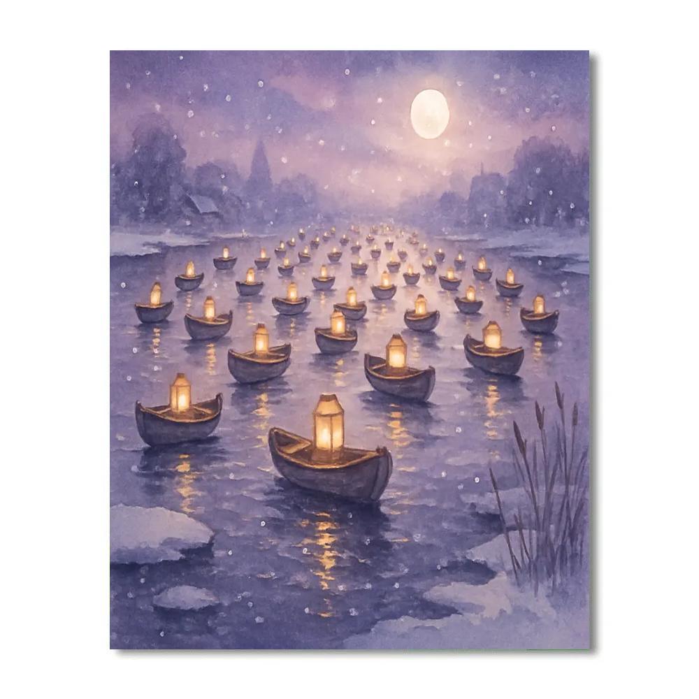 Midwinter Lantern Boat Procession paint by color