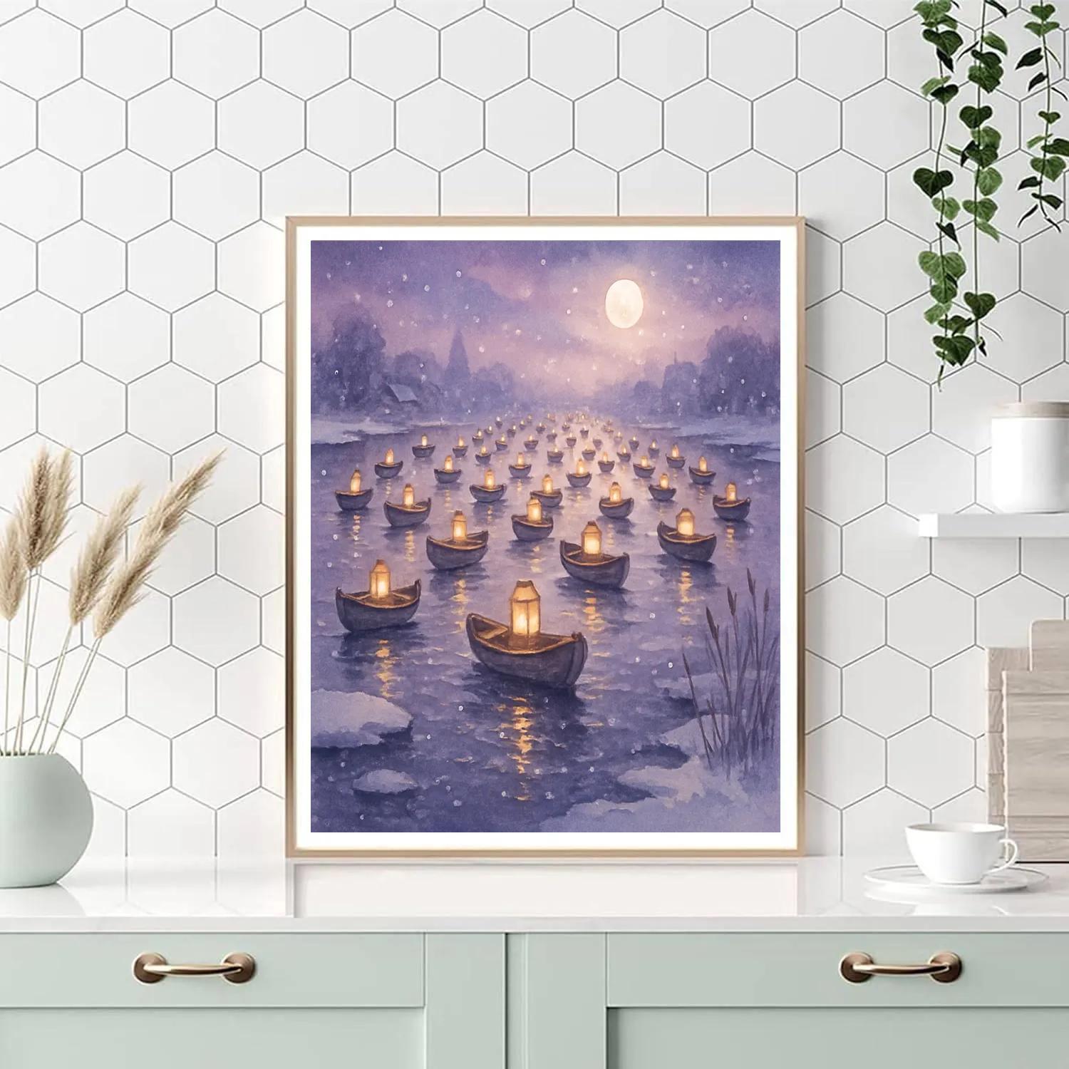 Midwinter Lantern Boat Procession paint by color