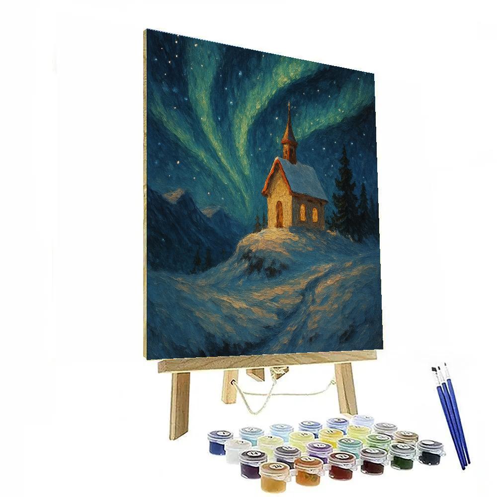 Aurora Chapel On The Frozen Ridge paint by color