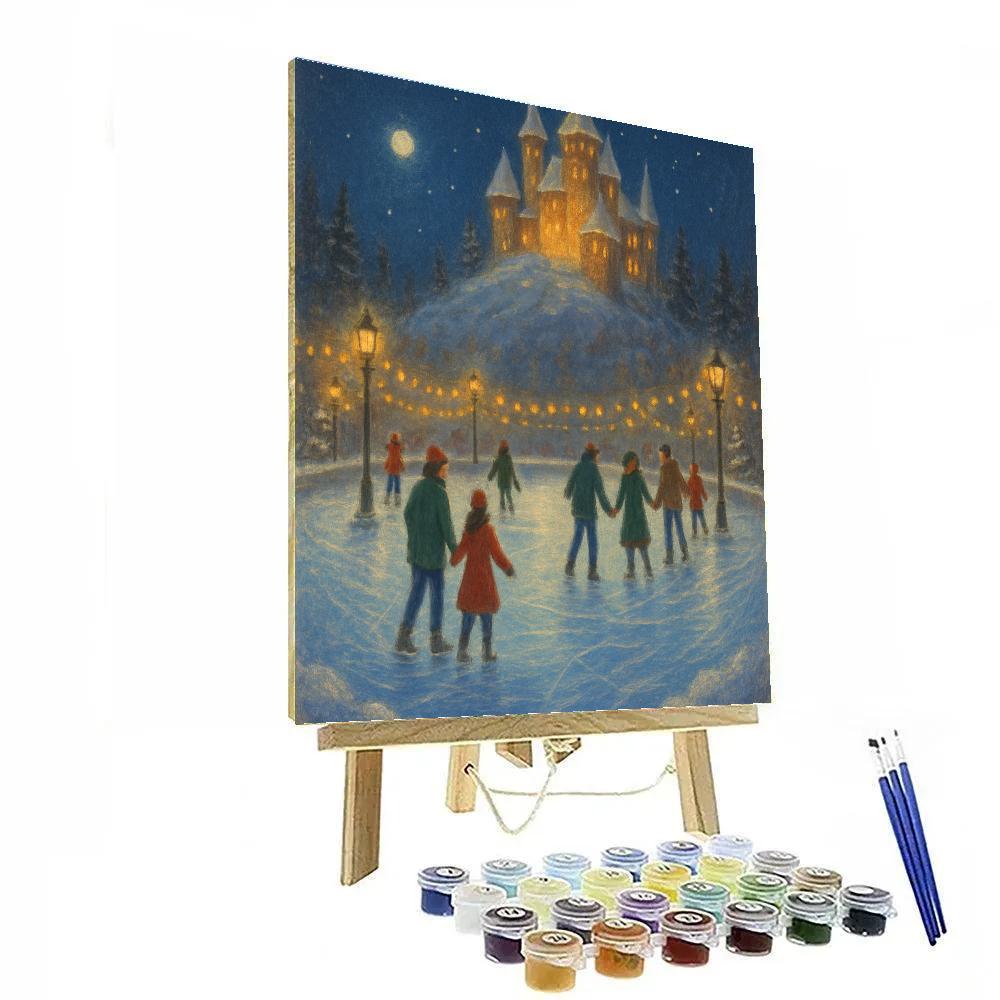 Christmas Eve Ice Rink Beneath The Castle Paint by numbers art