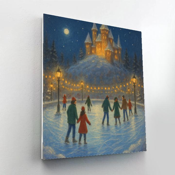 Christmas Eve Ice Rink Beneath The Castle Paint by numbers art