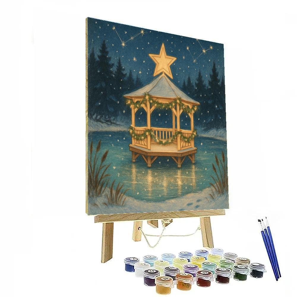 Holiday Star Gazebo On The Frozen Pond DIY paint by numbers