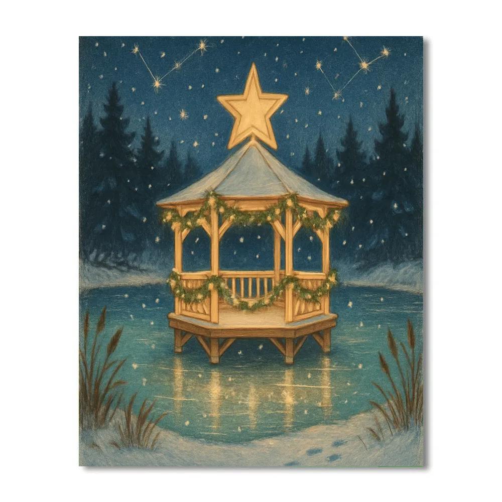 Holiday Star Gazebo On The Frozen Pond DIY paint by numbers