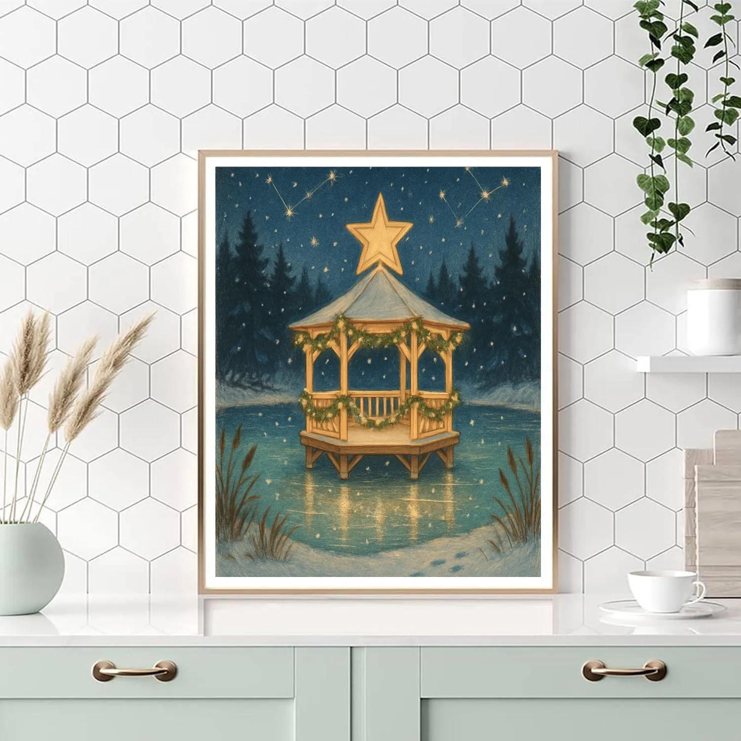 Holiday Star Gazebo On The Frozen Pond DIY paint by numbers