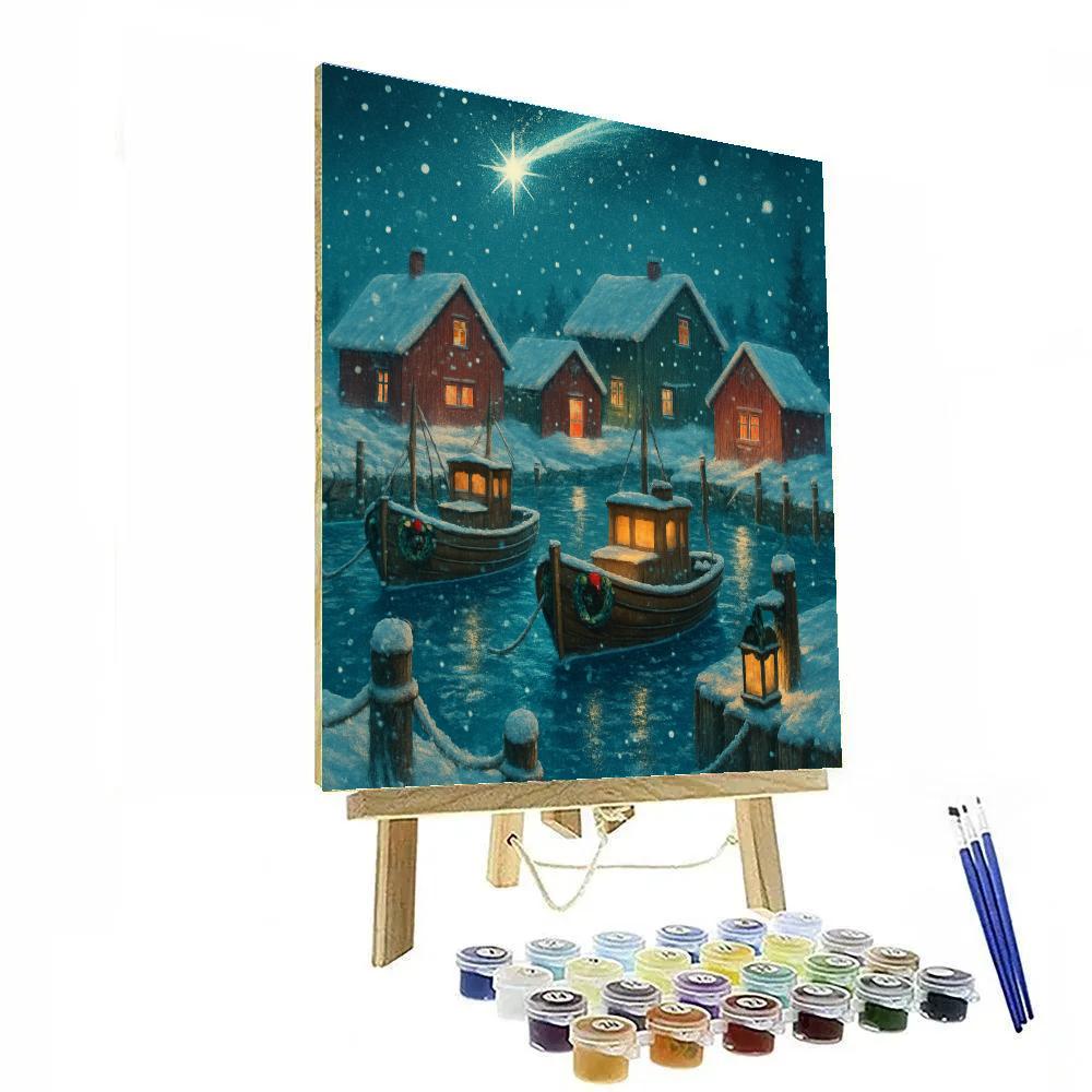 Christmas Comet Over Snowy Harbor Numbered painting kits