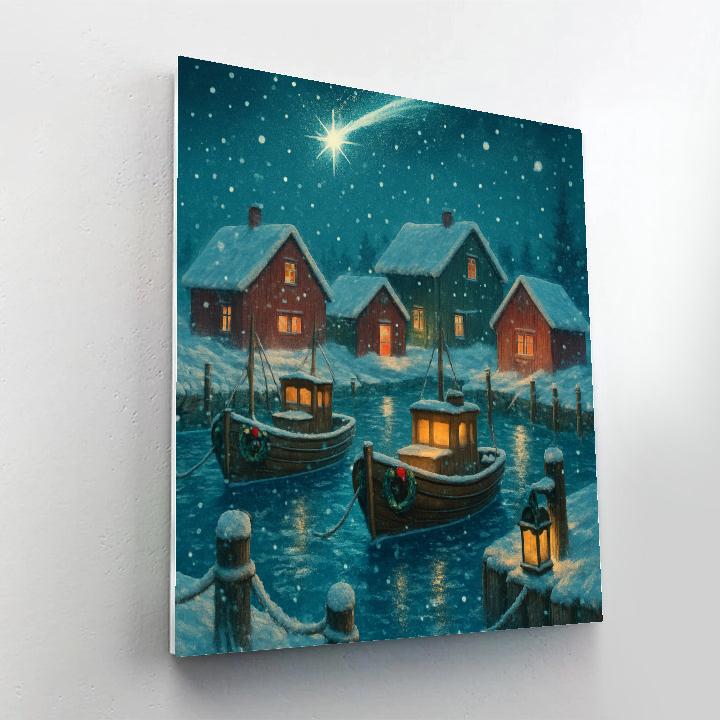 Christmas Comet Over Snowy Harbor Numbered painting kits
