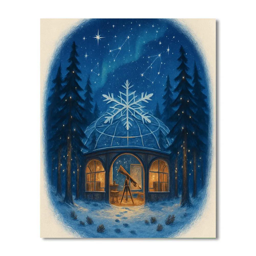 Snowflake Observatory Tree Circle DIY paint by numbers