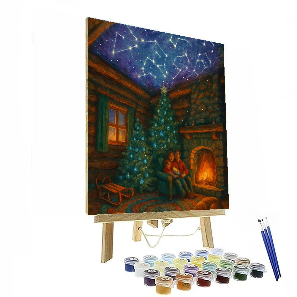 Winter Cottage Star Map Ceiling painting number kit