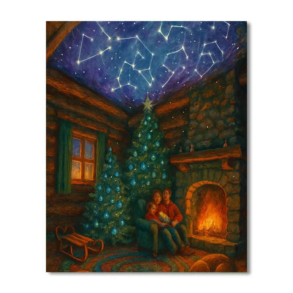 Winter Cottage Star Map Ceiling painting number kit