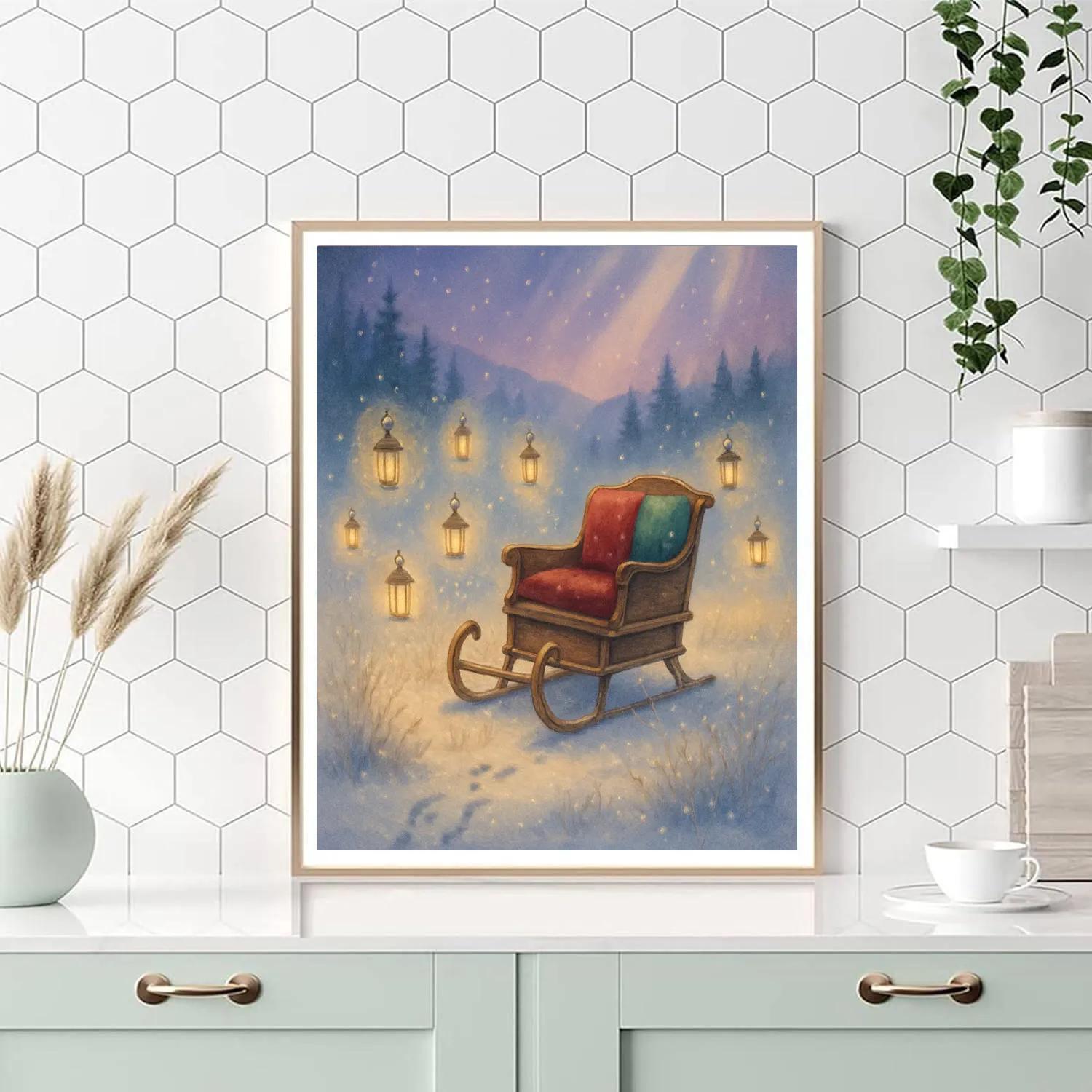 Christmas Lantern Sleigh Meadow Numbered painting kits