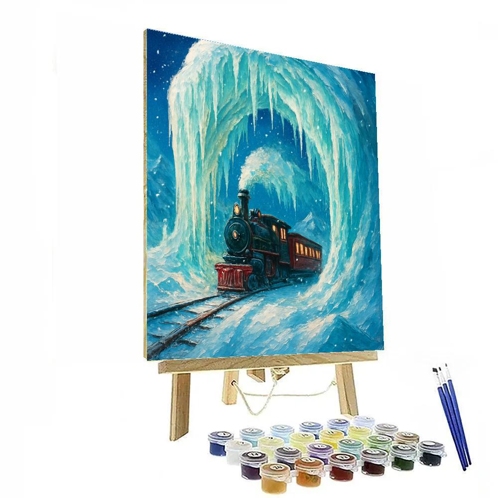 Northern Train Through Icicle Tunnel Paint by numbers kits