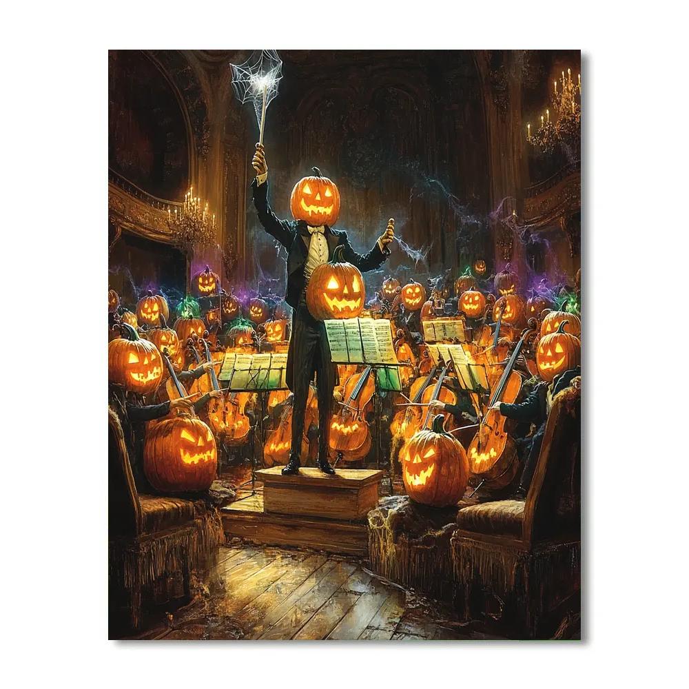 Halloween Orchestra Of Living Pumpkins DIY paint by numbers