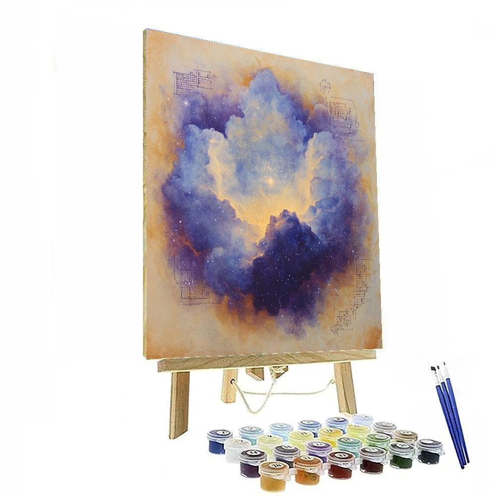 Leonardo Da Vinci Inspired Nebula Scroll painting number kit