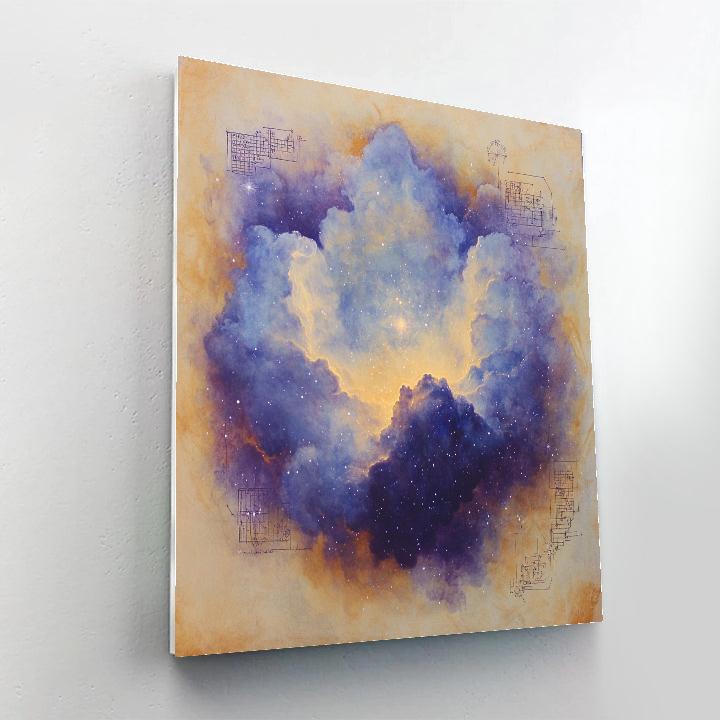 Leonardo Da Vinci Inspired Nebula Scroll painting number kit