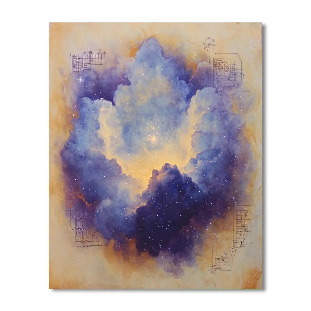 Leonardo Da Vinci Inspired Nebula Scroll painting number kit