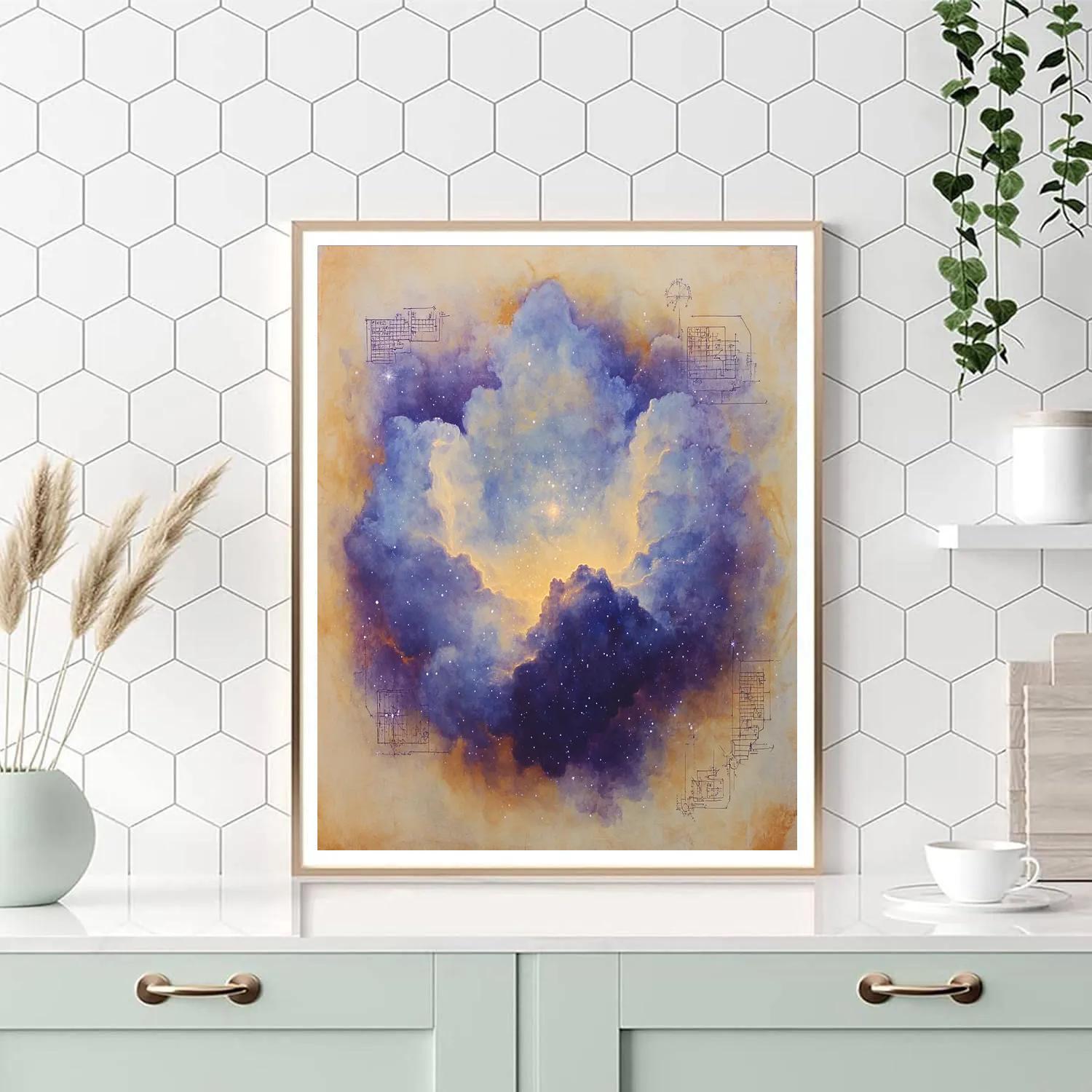 Leonardo Da Vinci Inspired Nebula Scroll painting number kit