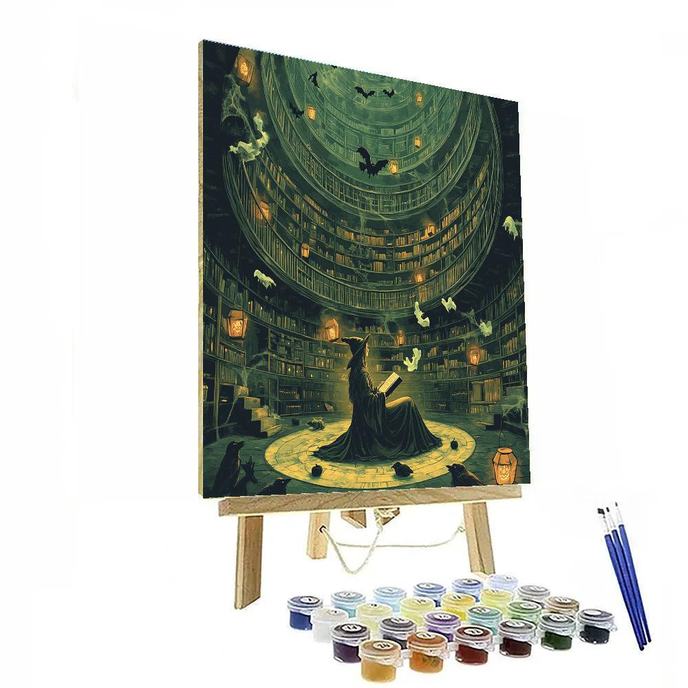 Witchs Library Of Lanterns Haunted paint by numbers