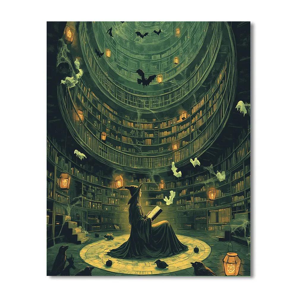 Witchs Library Of Lanterns Haunted paint by numbers
