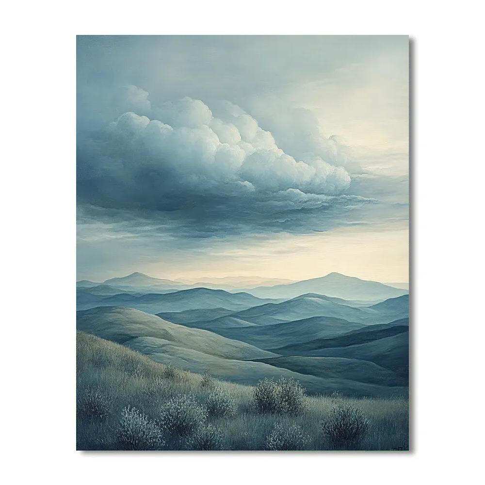 Leonardo Da Vinci Inspired Storm Over Quiet Hills painting number kit
