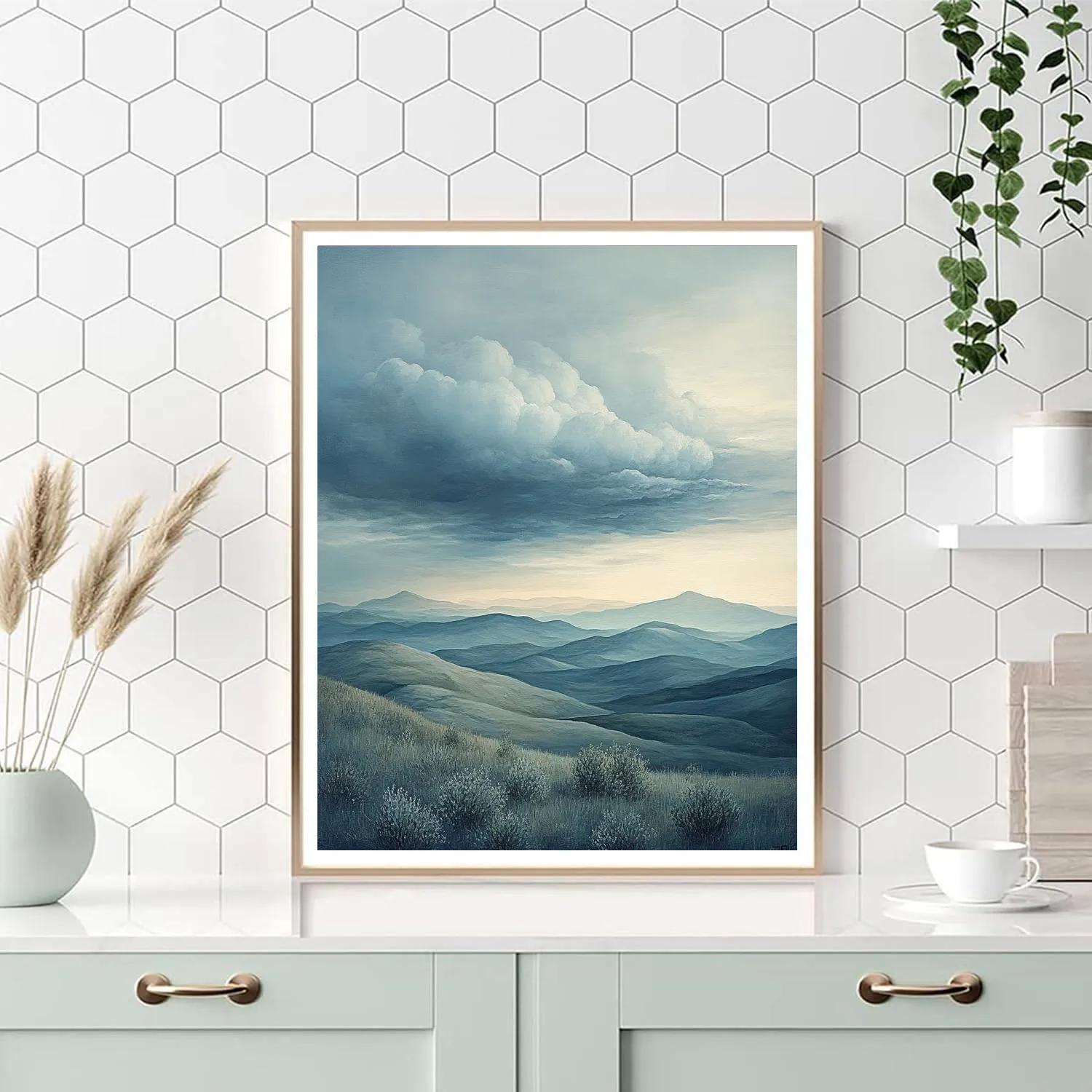 Leonardo Da Vinci Inspired Storm Over Quiet Hills painting number kit