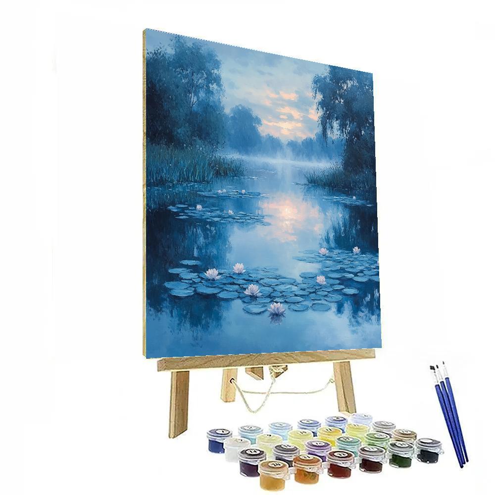 Claude Monet Inspired Silver Dawn Waterlily Pond paint by color