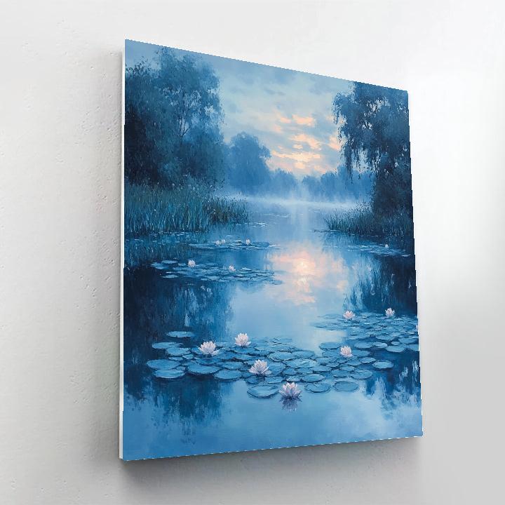 Claude Monet Inspired Silver Dawn Waterlily Pond paint by color