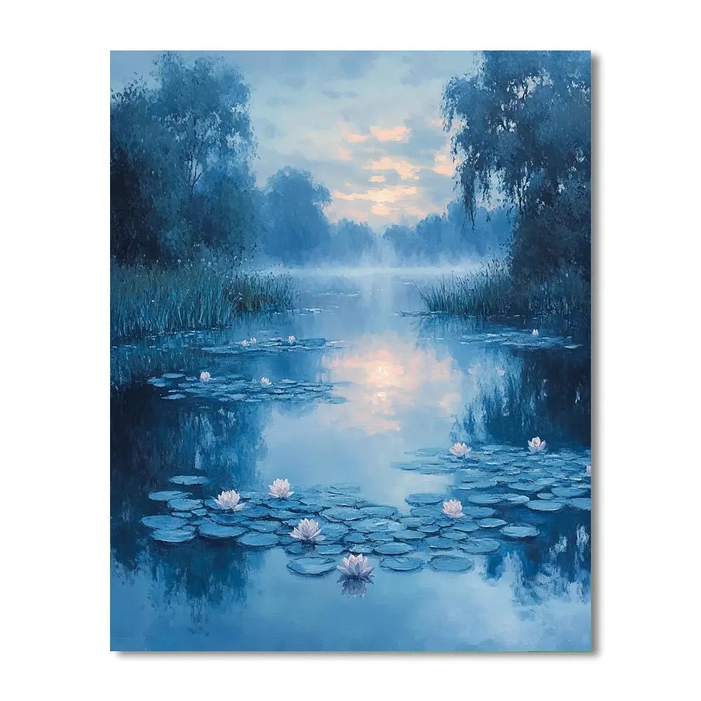 Claude Monet Inspired Silver Dawn Waterlily Pond paint by color