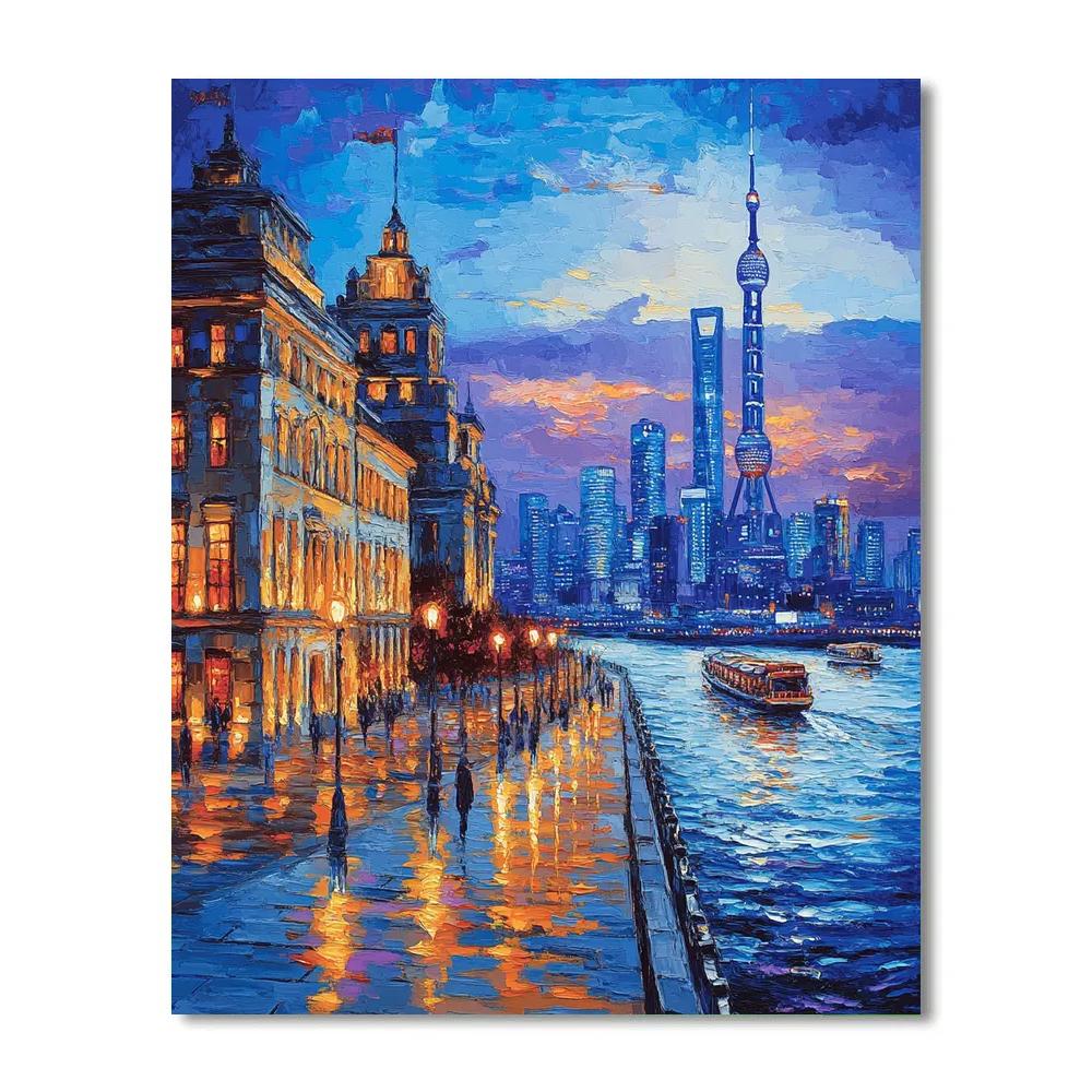 Evening At The Bund Shanghai China paint by number