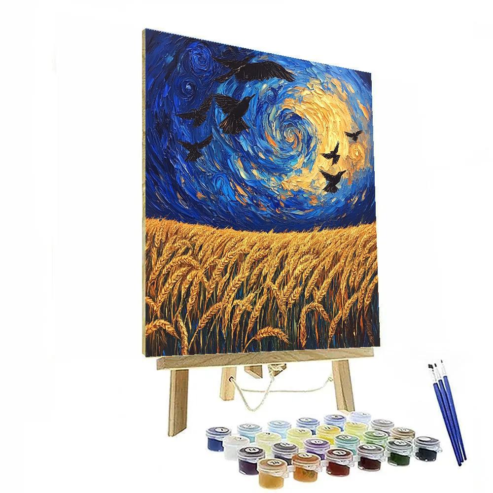 Van Gogh Inspired Stormy Wheat Fields Number painting
