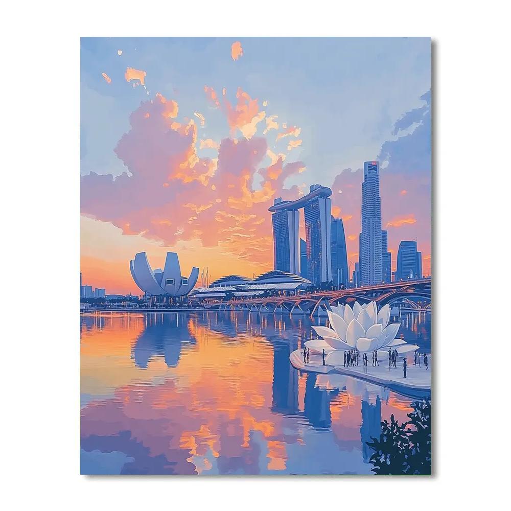 Sunrise Over Marina Bay Singapore paint by color