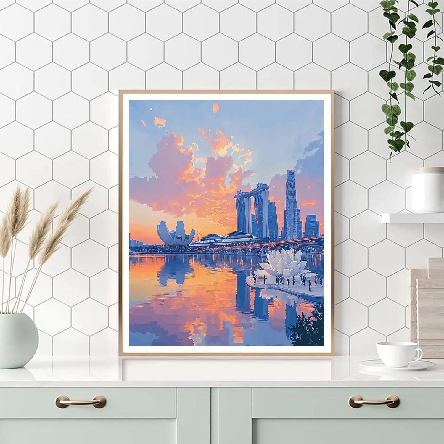 Sunrise Over Marina Bay Singapore paint by color