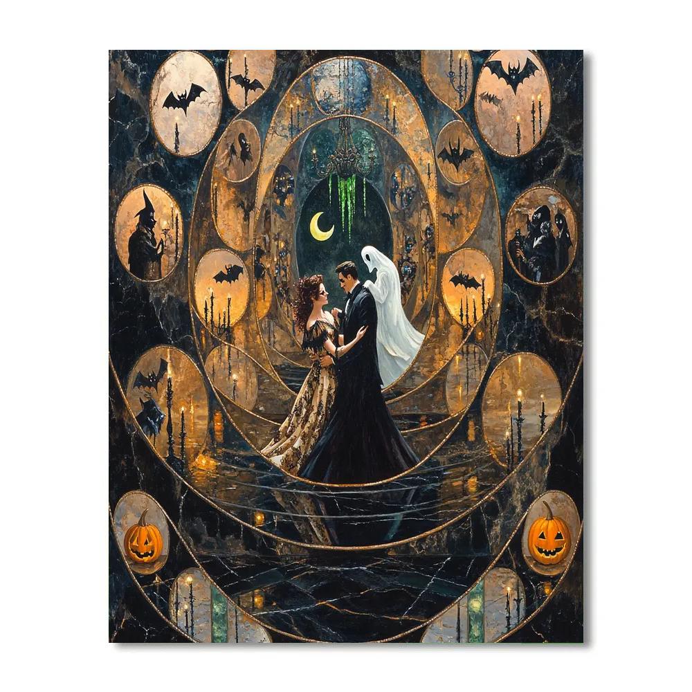Masquerade In A Halloween Mirror Hall paint by numbers