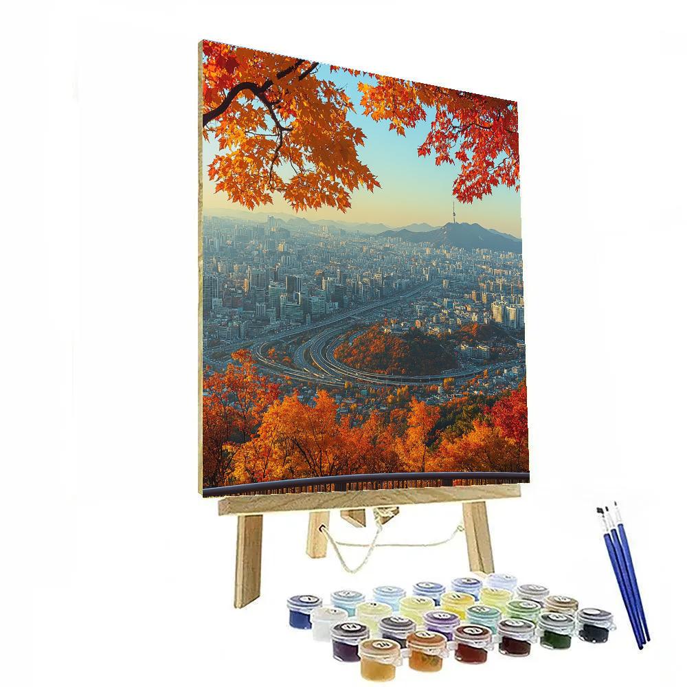 Autumn View From Namsan Tower Seoul South Korea paint by numbers