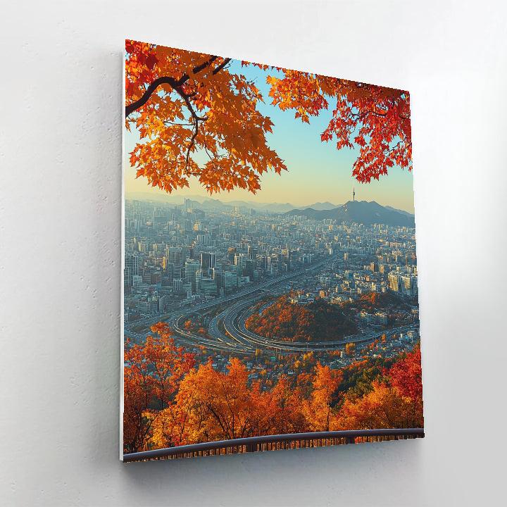 Autumn View From Namsan Tower Seoul South Korea paint by numbers