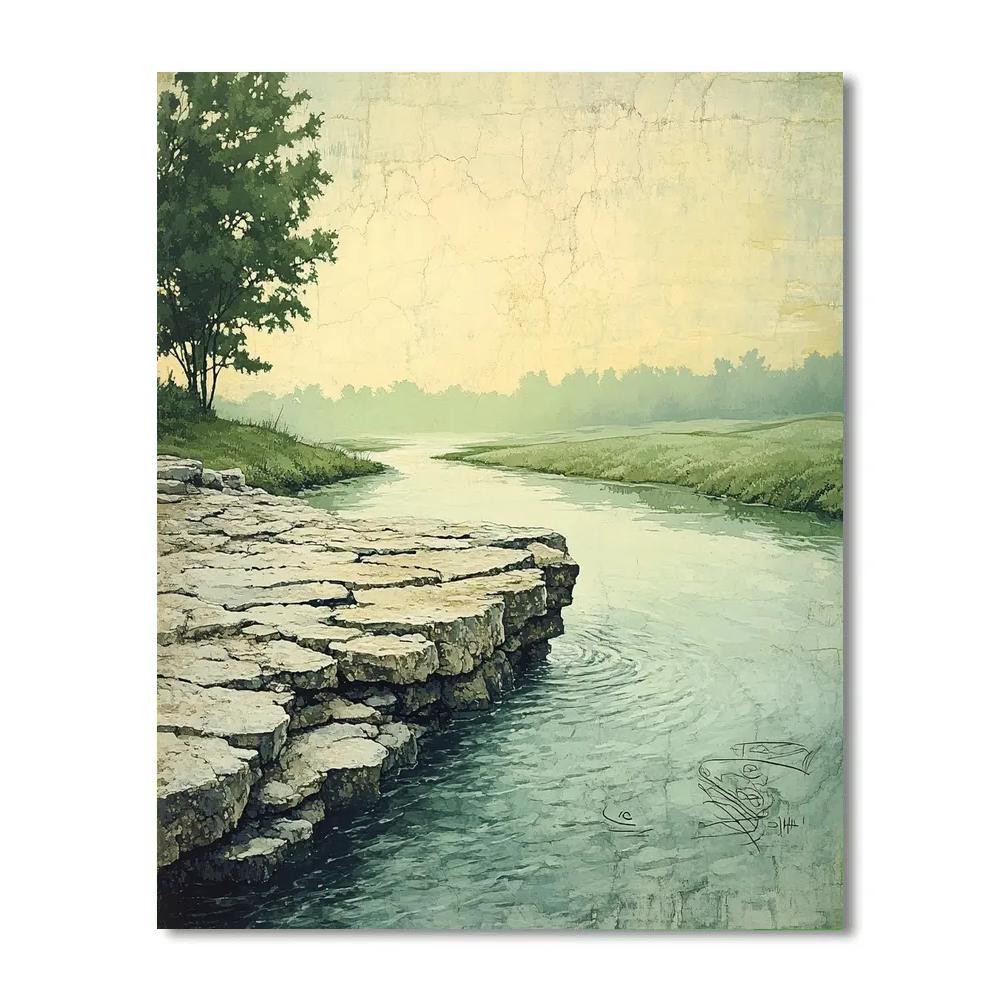 Leonardo Da Vinci Inspired River Source Study Number painting