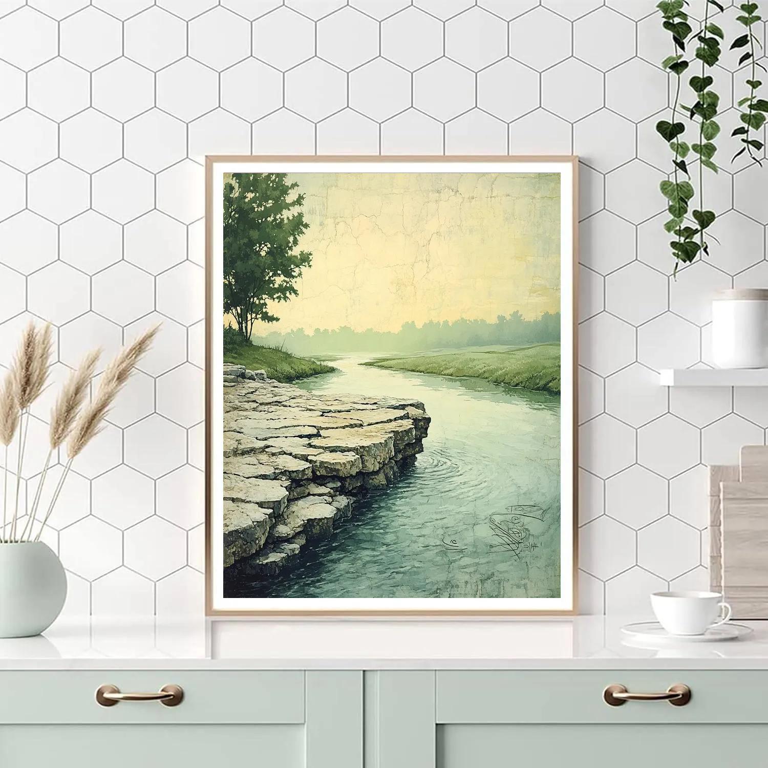 Leonardo Da Vinci Inspired River Source Study Number painting